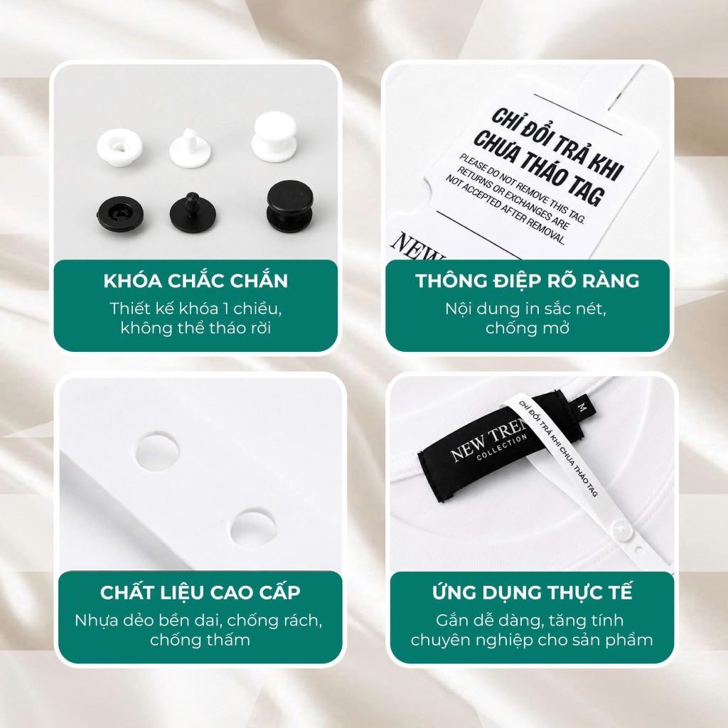 các chi tiết trong một chiếc tag niêm phong quần áo