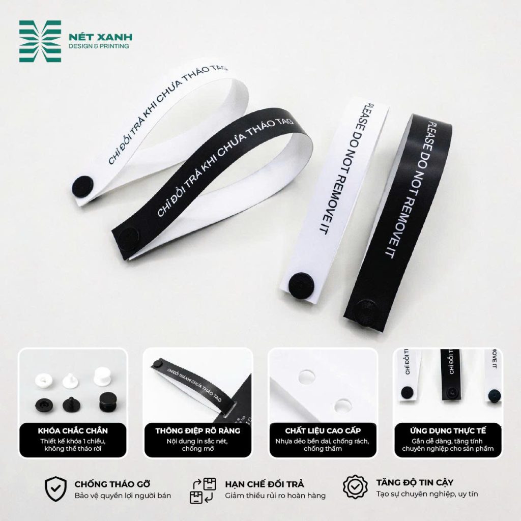 mẫu tag seal niêm phong quần áo chống tháo gỡ, hạn chế đổi trả