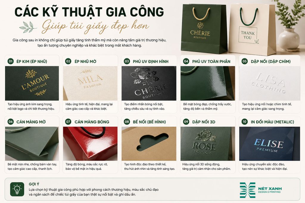 cac ky thuat gia cong tui giay