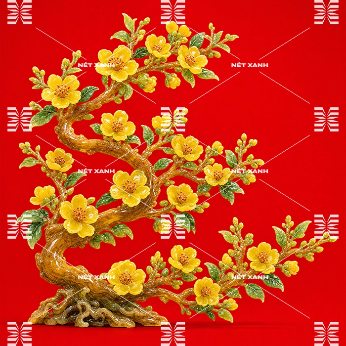 file vector tết 2027 với hình ảnh mai vàng
